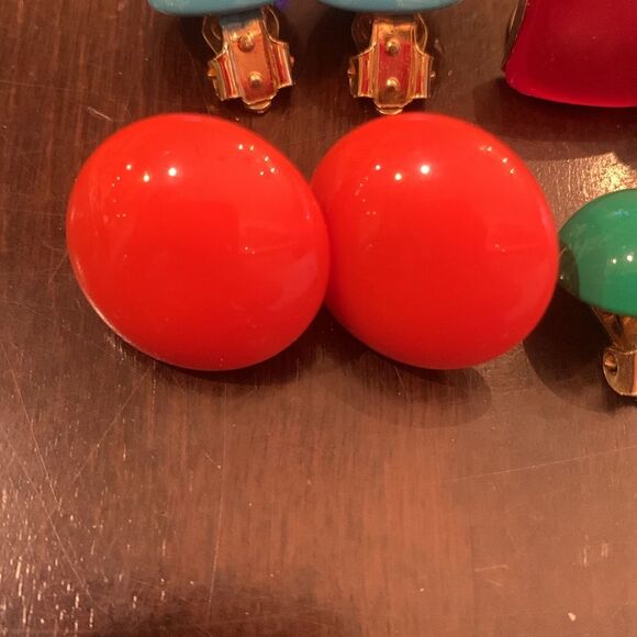 Set of 4 acrylic circle clip screw earrings - Picture 5 of 9